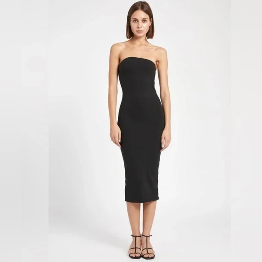 Because of Alice black bandeau  strapless dress with zipper, backsplit
